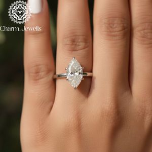 Anillo Clásico de Eternidad para Mujer Charm_Jewells con Moissanita de Corte Cojín de 3 GM, Chapado en Oro sobre Plata, Certificado IGI, Engaste de Puntas - Product Image 5