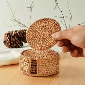 Lot en gros de sets de table ronds naturels tissés et sous-verres en rotin faits à la main, isolants et résistants à la chaleur pour la salle à manger - Product Image 5