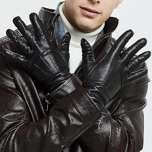 Custom Logo Genuine Leather <b>Gloves</b> <b>Men</b> Black Fashion <b>Driving</b> <b>Gloves</b> - Product Image 1