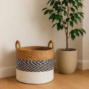 High Demand Handmade Storage <b>Basket</b> Bowl Style Minimalist Home Organizer for <b>Laundry</b> Bedroom Indonesia Export Supplier - Product Image 1