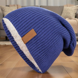 Bonnet d'hiver en coton doux pour hommes et femmes, broderie, patch en cuir, tricoté chaud, Birlag Sports - Product Image 3