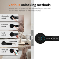 Cerradura Inteligente con Huella Dactilar y App Tuya, Manija Semi-automática, Compatible con Puertas de Aluminio/Madera, Aleación de Aluminio, Tarjeta de Memoria, para Hogar y Alquileres Vacacionales