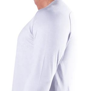 Durable Mens Grey Plain full Sleeve Tee Venta al por mayor a granel de algodón y poliéster Mezcla OEM ODM Logotipo personalizado de etiqueta privada Ropa para hombre - Product Image 6