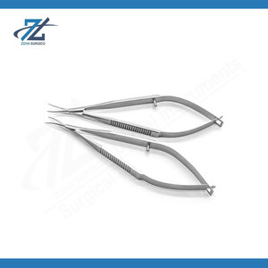 Ciseaux micro-spring 12 cm à lame courbée en acier inoxydable, instrument de microchirurgie réutilisable, outil chirurgical, fabricant Pakistan - Product Image 4