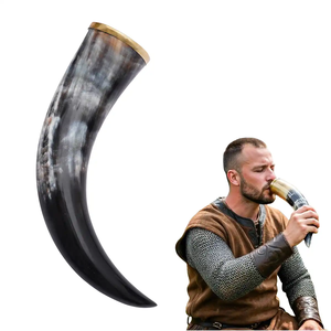 Corne à boire viking en corne de buffle naturelle, faite à la main, écologique, de haute qualité, FAIZA CRAFT, design antique sculpté, style indien - Product Image 6