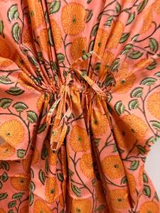 Premium Floral Printed Cotton Maxi <b>Kaftan</b> for Women V-Neck Batwing Sleeves Eco-Friendly Handmade <b>Beach</b> & Vacation Wear - Product Image 4