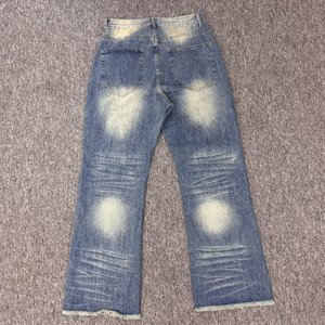 Vaqueros formales de hombre de pierna recta, lavados a medida, 100% algodón, con logotipo impreso, remaches en la cadera y bordados, de secado rápido para otoño/invierno. - Product Image 2