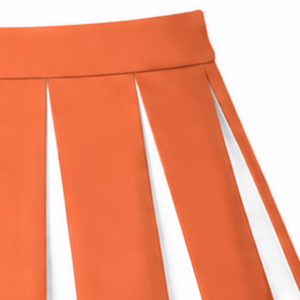 <b>Orange</b> <b>Pleated</b> Cheerleading <b>Skirt</b> Women Sports Performance Uniform Dance Team Apparel With Contrast Stripes - Product Image 4