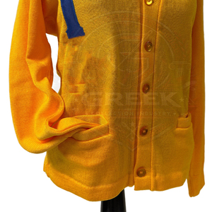 Custom Greek Sigma Rho Sorority SGRho women's sweater Embroidered Knitted College <b>Cardigans</b> yellow Sweater Greek Paraphernalia - Product Image 4