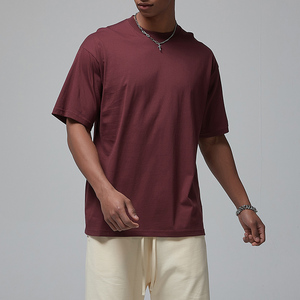 Camiseta de Hombre 2024 Personalizada, Manga Corta, 100% Algodón, Hombros Caídos, Color Sólido, Estilo Urbano, Estampado, 220g, Tejido de Punto - Product Image 1