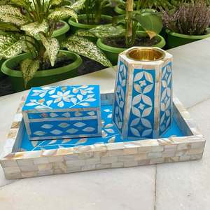 LumiPearl Luxury Bakhoor Burner Handcrafted <b>Mother</b> of Pearl Mosaic Incense Holder Set for Elegant Homes & Contemporary Interior - Product Image 2
