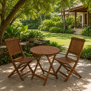 Solid Teak Wood Outdoor Bistro Set <b>Folding</b> <b>Table</b> and Chairs for Garden Patio Resort Villa - Product Image 5