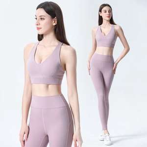 Women Yoga Sets Breathable Solid Bra Leggings Pants Fitness Running Clothes Sexy Gym Top Sportswear Plus Size Quick Dry Seamless - Product Image 3