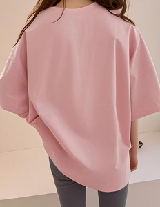 Hardhoodi Interination Plus Size Women's <b>Patchwork</b> Anti-Wrinkle O-Neck Pullover Short Sleeve 100% Cotton Casual Summer Knit Tee - Product Image 2