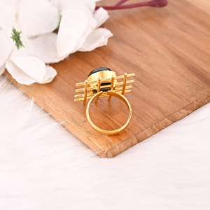 Black Onyx <b>Ring</b> Handmade <b>Adjustable</b> Stylish Brass Jewelry for Women - Product Image 5