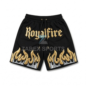 Shorts de basket-ball personnalisés 100% polyester avec motif flamme, décontractés, séchage rapide, légers, athlétiques, streetwear PAKISTAN - Product Image 1