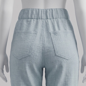 Pantalon d'hiver pour femme, taille mi-haute, fermeture élastique à cordon, coupe droite, en molleton 100% coton 240g, imperméable, respirant, séchage rapide - Product Image 4