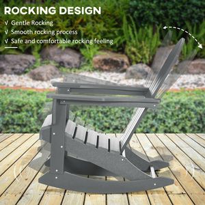 Silla Mecedora Adirondack de HDPE Gris Claro para Todo Clima, Ideal para Patio, Jardín, Césped, Hoguera, Apartamento o Parque - Product Image 6