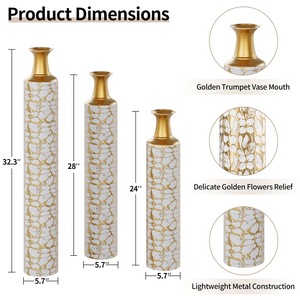 Vase décoratif moderne en métal pour fleurs, élément de décoration élégant pour restaurants et hôtels - Product Image 3