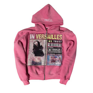 Sweat à capuche zippé personnalisé pour hommes et femmes, streetwear, vente en gros, veste à capuche imprimée surdimensionnée - Product Image 2