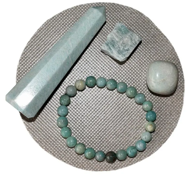 Artigianato Semi-prezioso Reiki in cristallo naturale Amazonite Set regalo 6 articoli per auto guarigione meditazione Gemstone decorazione Orgone natale