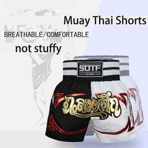 Pantalones Cortos de Muay Thai para Hombre, Estampado Satinado, Cintura Elástica, para Entrenamiento de Gimnasio, Kickboxing, Ligeros, Coloridos - Product Image 2