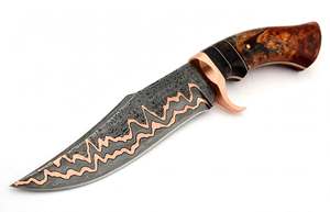 Handcrafted Copper-Layer Patterned Steel <b>Craft</b> <b>Tool</b> Burl Wood Handle Executive Display Piece - Product Image 5
