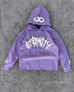 Sudadera con capucha de algodón grueso para hombre, estilo urbano, corta, con patchwork, lavado ácido, efecto desgastado, logotipo personalizado, cremallera, bordado, teñido liso - Product Image 6