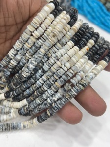 Perles de pierres précieuses de haute qualité pour la fabrication de bijoux, 17 pouces, opale dendrite naturelle, forme Heishi lisse, taille 6-7 mm - Product Image 3