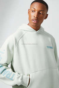 Sudadera con capucha cuadrada de gran tamaño de entrenamiento activo para hombres, sudaderas con capucha personalizadas de mezcla de algodón verde oscuro, sudaderas con capucha para hombres, venta al por mayor, nuevo diseño básico - Product Image 5