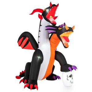 Drago Gonfiabile a Due Teste di 2,4 Metri con Luci per Decorazioni Esterne Natalizie - Product Image 1