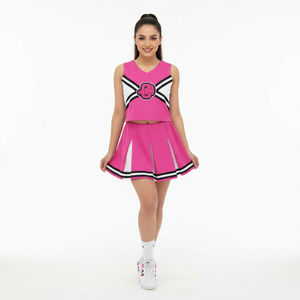 Ensemble d'uniformes de cheerleading sur mesure de haute qualité, 100% polyester respirant, impression par sublimation, service OEM, pour femmes. - Product Image 5