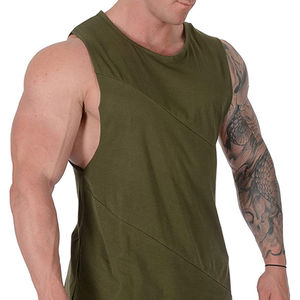 <b>Men's</b> Olive Green Sleeveless Tank Top O-Neck Solid Color Knitted Casual Wear Best Selling <b>Men's</b> <b>Singlets</b> Custom Lightweight - Product Image 4
