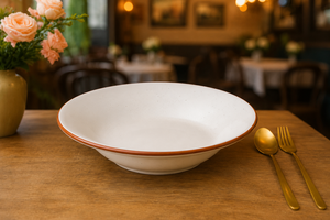 Luxury <b>Ceramic</b> Round Salad <b>Plate</b> With Orange Rim Minimalist Design Dishwasher Safe Modern Serving Dish - Product Image 2
