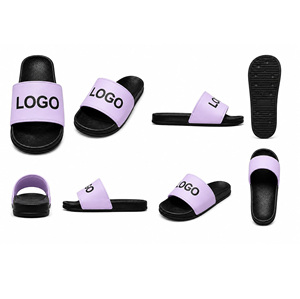Custom Purple Logo EVA Breathable PU Lining Buckle Slide <b>Sandals</b> | Unisex Anti-Slip Beach <b>Pool</b> Slippers - Product Image 4