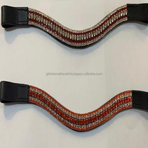 Vente en gros d'équipement pour chevaux Exportateur 100% Bande de front de cheval en cuir véritable avec 5 rangées de strass et de cristaux décoratifs - Product Image 2