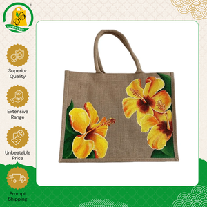 Latest Stock Arrival of Top Quality Eco-Friendly Customized <b>Printed</b> Dyed Jute Burlap Shopping Bag with Cotton Padded Handle - Product Image 2