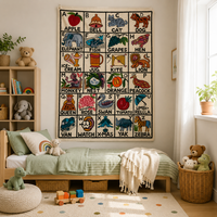 Décoration Murale Bohème en Toile Tissée à la Main du Cachemire, 3x2 Pieds, Durable, Écologique, pour l'Éducation des Enfants, Décoration Alphabetique