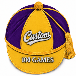 Gorras de graduación académicas de dos colores, morado y amarillo, personalizadas, de 5 paneles, con visera plana, para festivales y estudiantes, las más vendidas. - Product Image 1