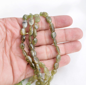 Peridoto natural liso de 16 pulgadas, cuentas pulidas naturales para la elaboración de joyería fina, collar de piedras preciosas - Product Image 4