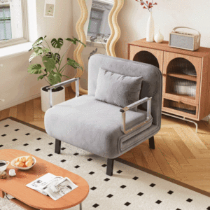 Poltrona Letto Convertibile 31,5 Pollici, Divano Pieghevole a Tre Sezioni con Schienale Regolabile e Cuscino, Chaise Longue per il Relax, Struttura in Acciaio Resistente - Product Image 1