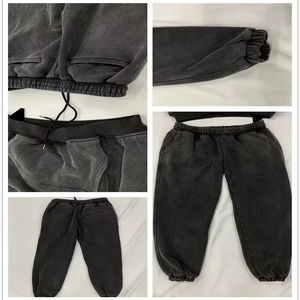 Pullover Acid Wash Streetwear Vintage One Hundred Percent Cotton Solid Tracksuit For Men Custom Hoodie Sweatpants Terry Fleece S - Product Image 3