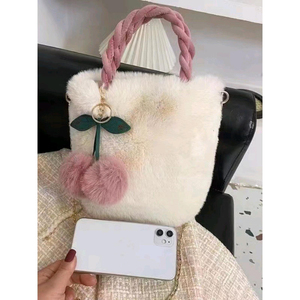 IStapromo Regalos Lindo Bolso de Peluche de Cereza para Mujer, Bolso de Hombro Cruzado de Peluche para Otoño/Invierno, Bolso Pequeño de Moda - Product Image 4
