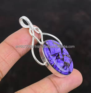 925ทองแดง Charoite จี้เงินสเตอร์ลิงเครื่องประดับแฮนด์เมดเครื่องประดับเงินจี้สำหรับสร้อยคออัญมณีรักษาผู้หญิง - Product Image 2