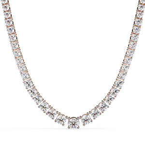 Tennis <b>Necklace</b> Graduated Round Cut Lab Grown Diamonds for Elegant Women’s Statement Diamond Jewellery 10K 14K 18K Rose Gold - Product Image 1