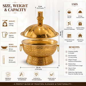 Calentador de Comida Tipo Buffet de Lujo en Latón con Tapa de Cúpula, Juego de Servicio para Hoteles, Restaurantes y Banquetes, Fabricante OEM ODM - Product Image 5