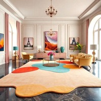 Tapis en laine abstrait multicolore moderne tufté à la main, forme irrégulière, antidérapant, pour salon, chambre, décoration intérieure