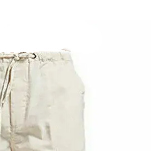 Pantalon Oxford en coton beige pour homme, taille élastique avec cordon de serrage, coupe droite décontractée, léger, pour l'été - Product Image 3