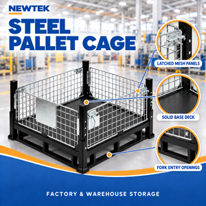 Jaula de Paletización de Acero NEWTEK PLT-04 con Base Sólida, Entrada de Horquilla de 4 Vías, Carga Dinámica de 2.0T para Almacenamiento Industrial en Bodegas - Product Image 4