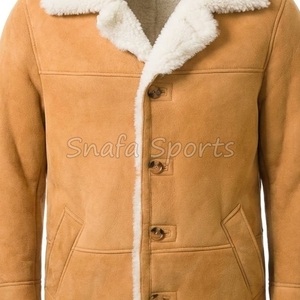 Custom Men's Winter <b>Jacket</b> Faux Fur <b>Shearling</b> Collar Classic Aviator <b>Bomber</b> Style Genuine Pure Leather Men's <b>Jackets</b> - Product Image 3